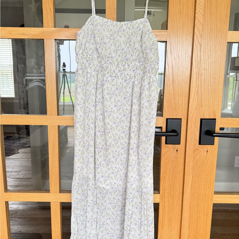Lush Floral Maxi Dress - White and Purple